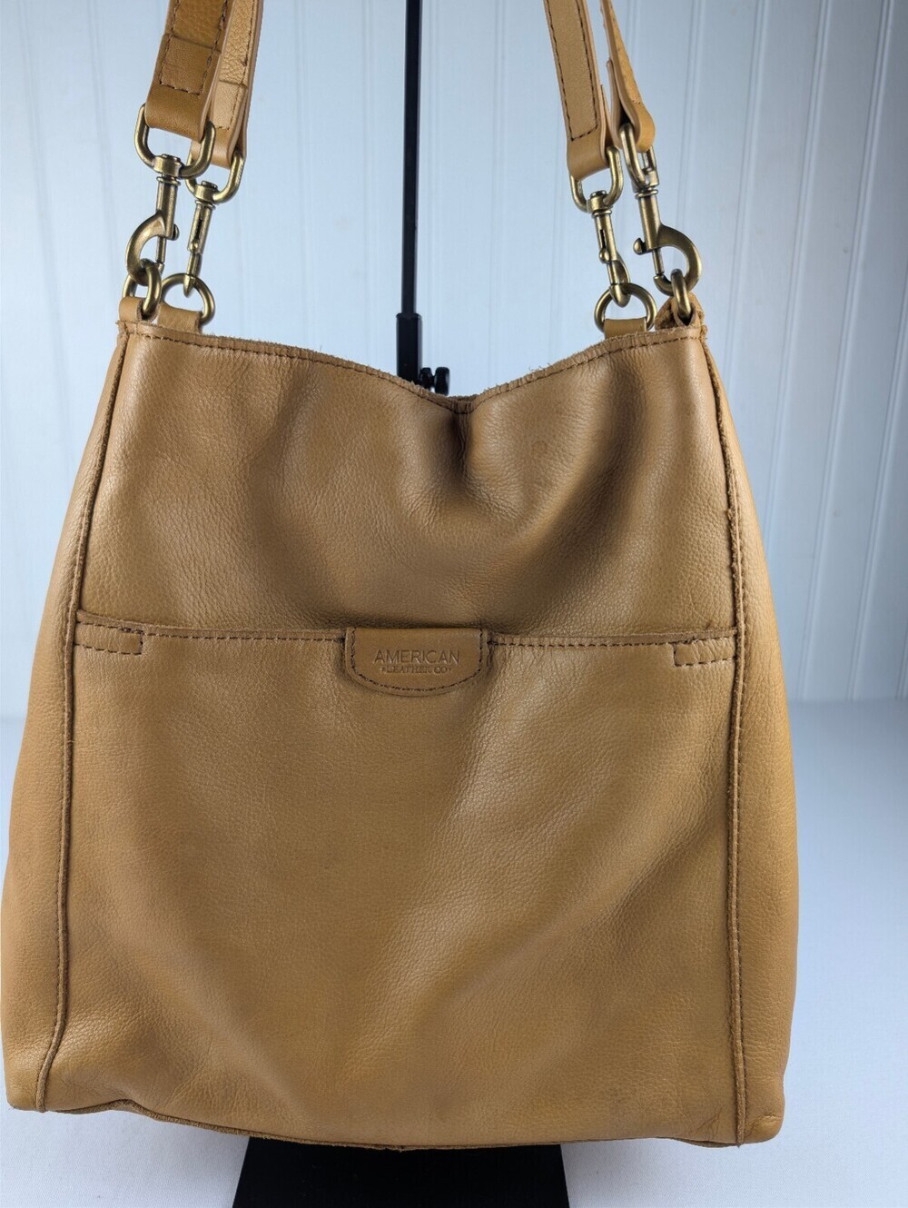 American Leather Co. Austin Triple Entry Tan Leather HoboBag
